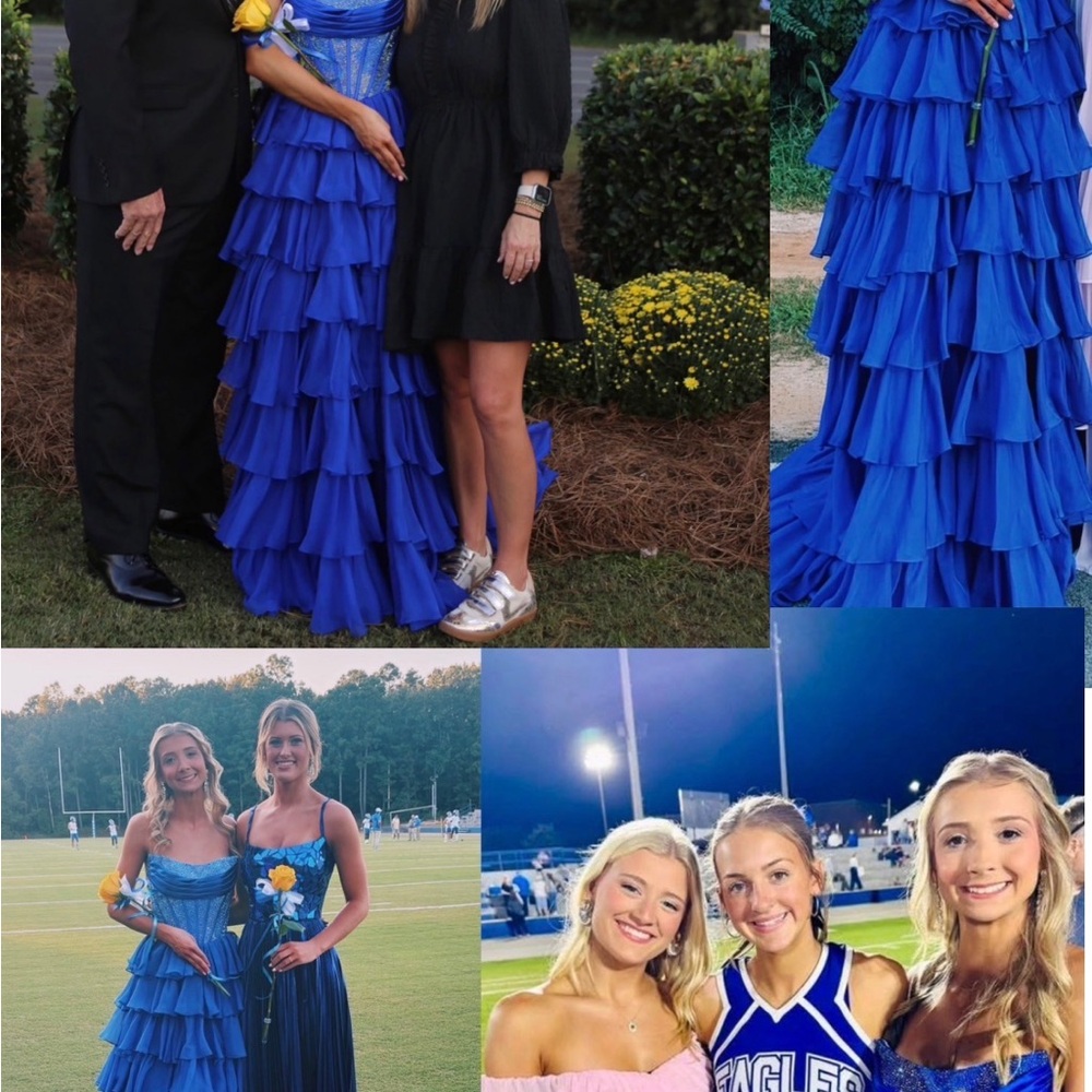 Sherri Hill Royal Blue Layered Prom Dress